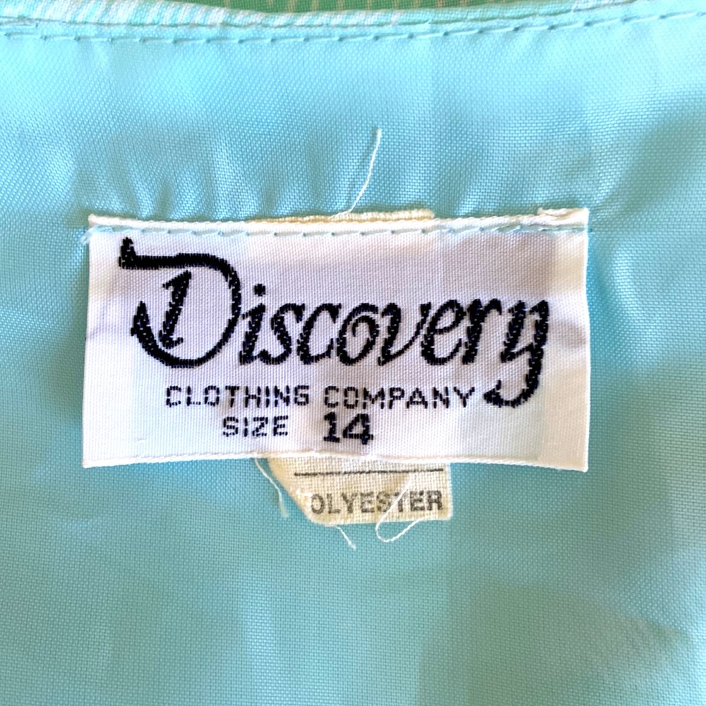 Vintage 1980s Baby Blue Puff Sleeve Blouson Dress Sz 12 - Picture 11 of 12